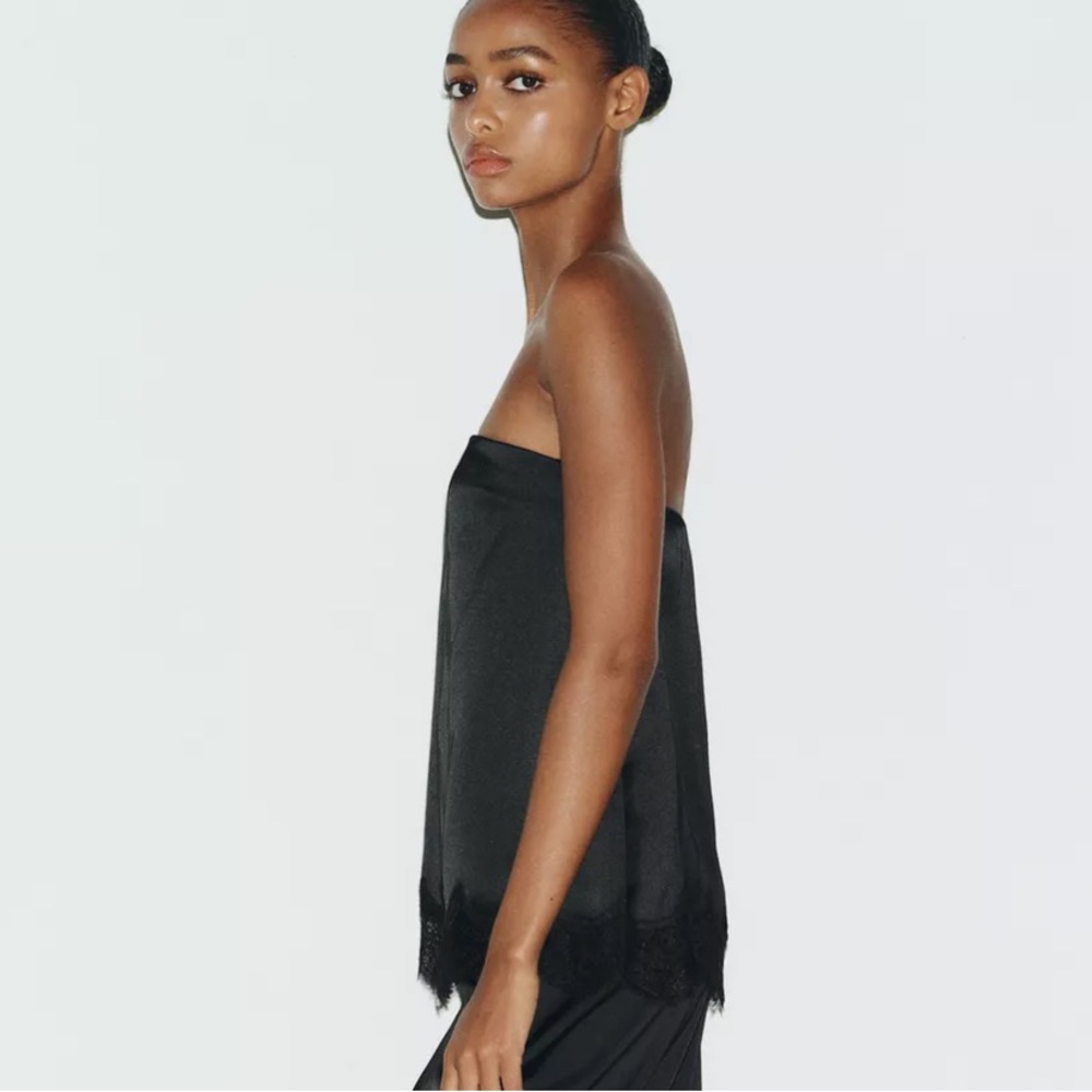 Zara satin effect lace tube top